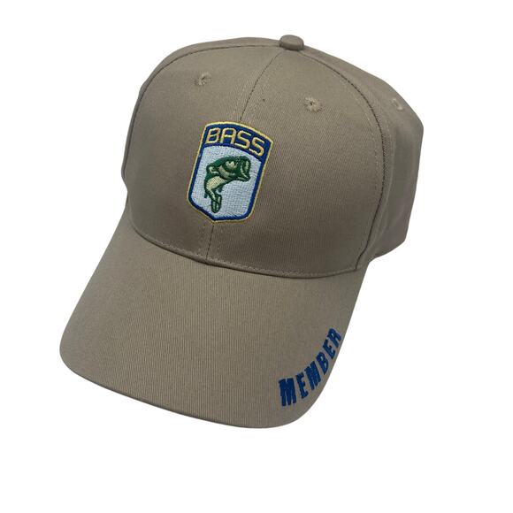 Bass Fishing Member Hat Cap Khaki Canvas Brown Adjustable Unisex Mens - Picture 1 of 6